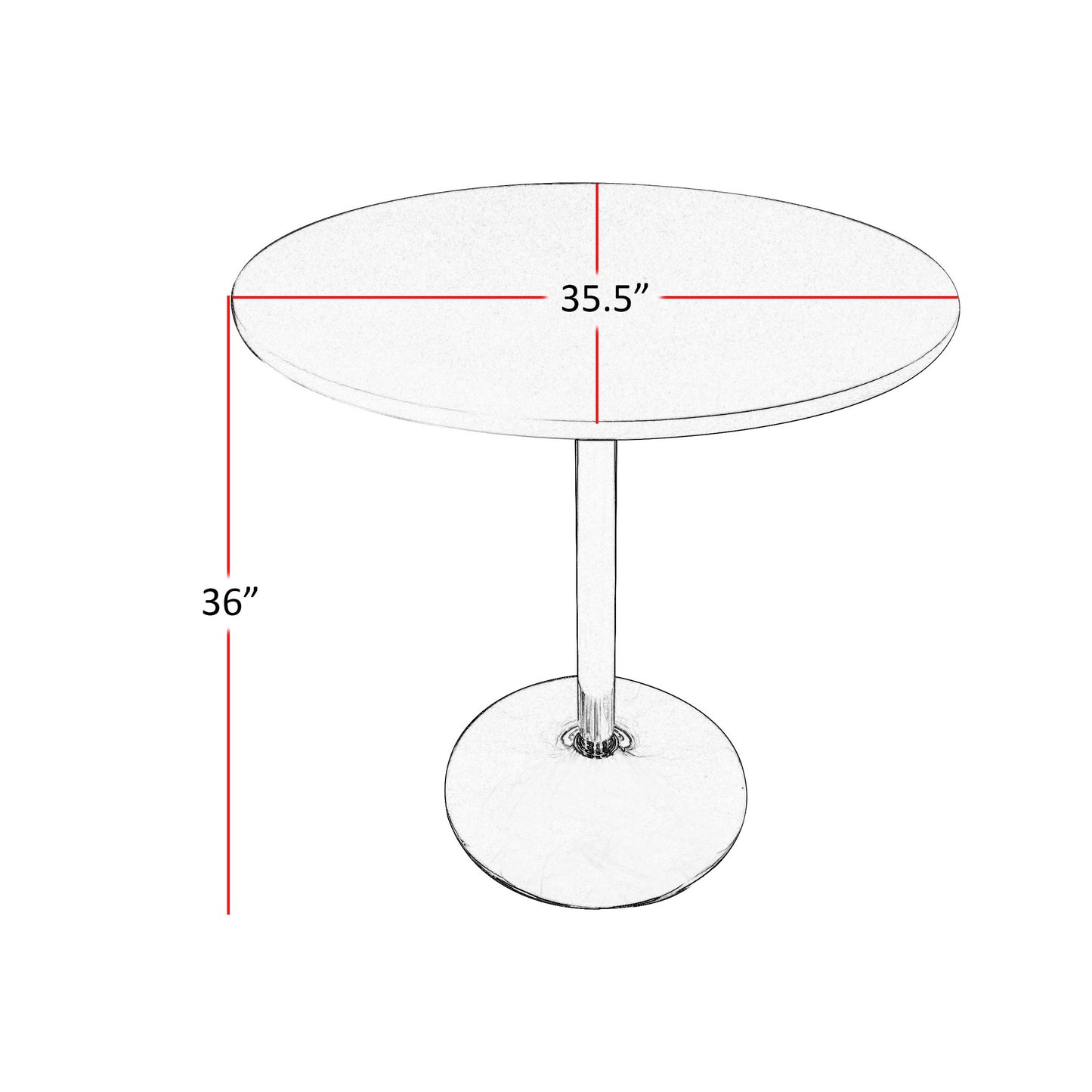 Mari 36 Inch Counter Height Table Black Round Top and Stainless Steel Base By Casagear Home BM312264