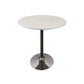 Mari 36 Inch Dining Table Smooth White Round Top and Stainless Steel Base By Casagear Home BM312267