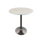 Mari 36 Inch Dining Table, Smooth White Round Top and Stainless Steel Base By Casagear Home