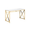 Gracie 47 Inch Desk White Rectangular Top Metal Legs in Gold Finish By Casagear Home BM312268