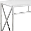 Gracie 47 Inch Desk White Rectangular Top Metal Legs in Chrome Finish By Casagear Home BM312269