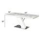 63 Inch Dining Table Modern White Lacquered Rectangular Top Steel Base By Casagear Home BM312272