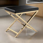 Myra 21 Inch Accent Stool Black Faux Leather Gold Finished Cross Legs By Casagear Home BM312275