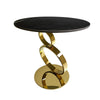 Tiyo 22 Inch Accent End Table Round Sintered Stone Top Black Gold Steel By Casagear Home BM312279