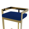 Pio 30 Inch Barstool Chair Blue Velvet Padded Seat Gold Metal Finish By Casagear Home BM312281