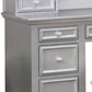 Cael 60 Inch Vanity Desk with Stool Drawers 3 Sided Mirror Silver Wood By Casagear Home BM312294