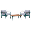 3 Piece Outdoor Coffee Table and Chairs Set Wood Planks Gray Green By Casagear Home BM312298