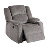 Finlo 40 Inch Power Recliner Chair USB Port Plush Gray Chenille Fabric By Casagear Home BM312303