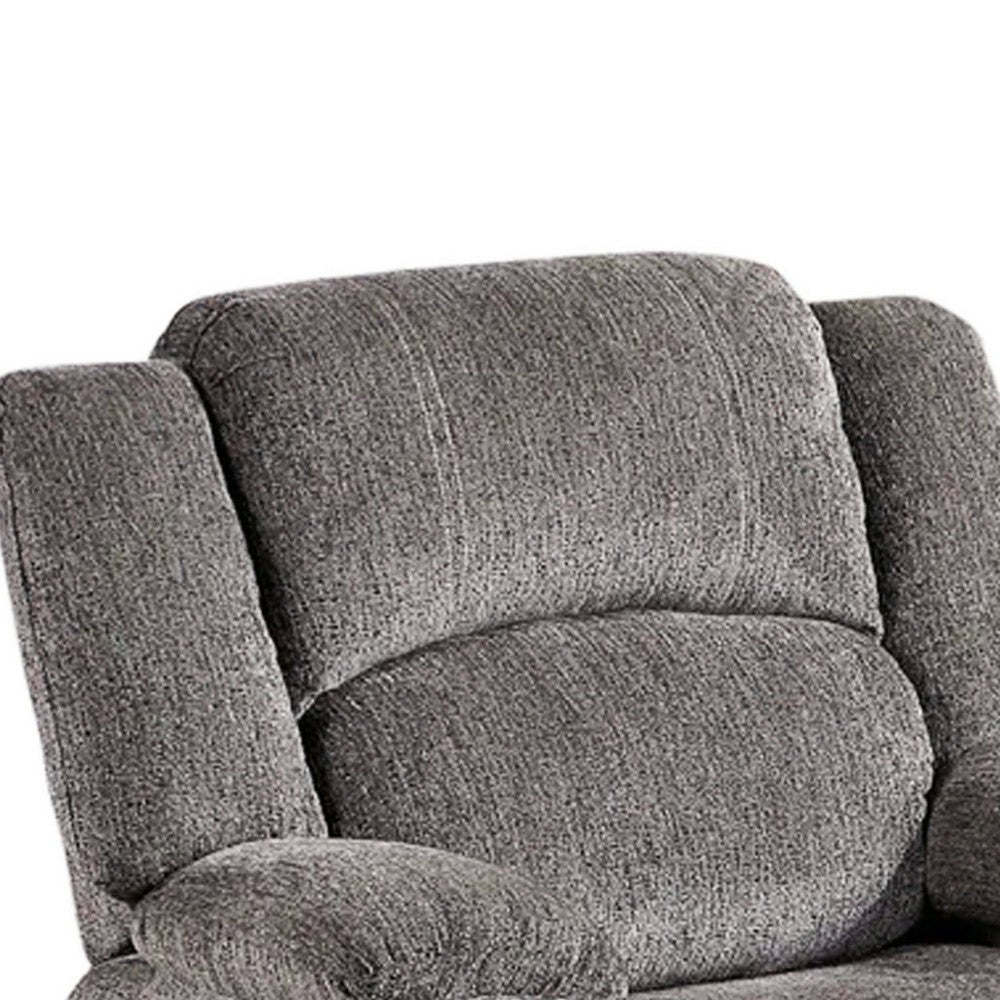 Finlo 40 Inch Power Recliner Chair USB Port Plush Gray Chenille Fabric By Casagear Home BM312303