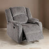 Finlo 40 Inch Power Recliner Chair, USB Port, Plush Gray Chenille Fabric By Casagear Home