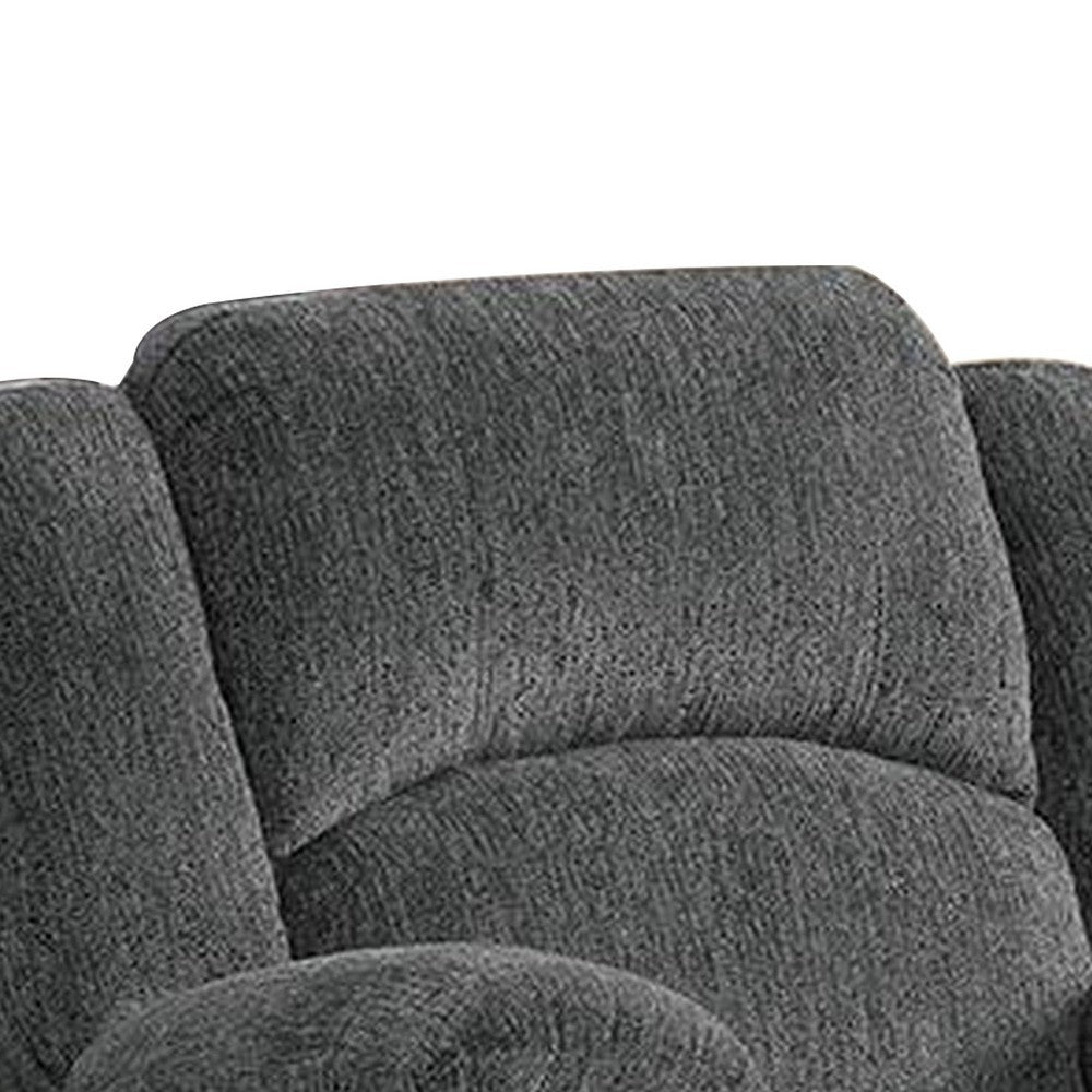 Cerys 40 Inch Power Recliner USB Plush Cushioned Gray Chenille Fabric By Casagear Home BM312305