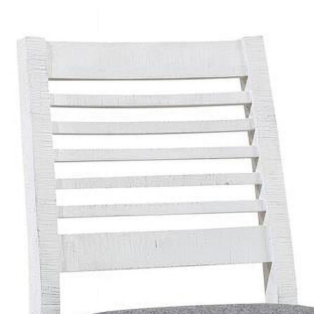 Wren 23 Inch Counter Height Chair Set of 2 Antique White Wood Gray Seat By Casagear Home BM312309