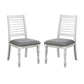 Wren 24 Inch Dining Chair Set of 2 Gray Fabric Cushion Antique White Wood By Casagear Home BM312310