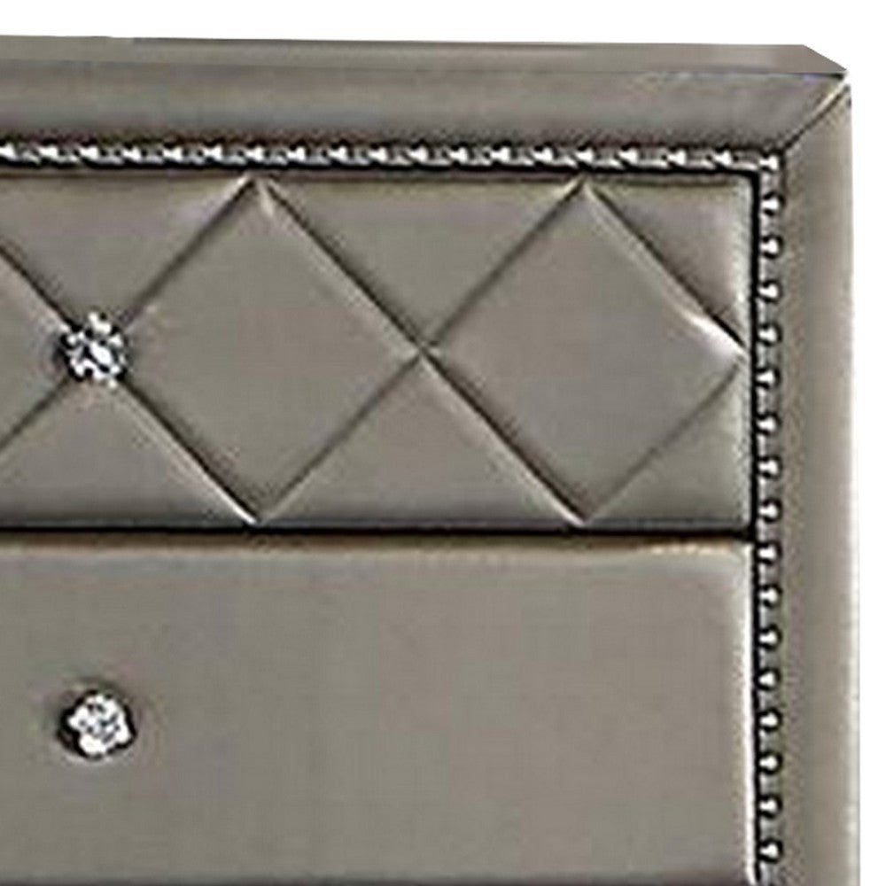 Seth 50 Inch Tall Dresser Chest 5 Drawers Solid Wood Gray Faux Leather By Casagear Home BM312316