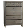 Seth 50 Inch Tall Dresser Chest 5 Drawers Solid Wood Gray Faux Leather By Casagear Home BM312316