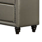 Seth 59 Inch Dresser 7 Drawers Solid Wood Tufted Gray Faux Leather By Casagear Home BM312319