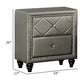 Seth 26 Inch Nightstand 2 Drawers Solid Wood Tufted Gray Faux Leather By Casagear Home BM312321