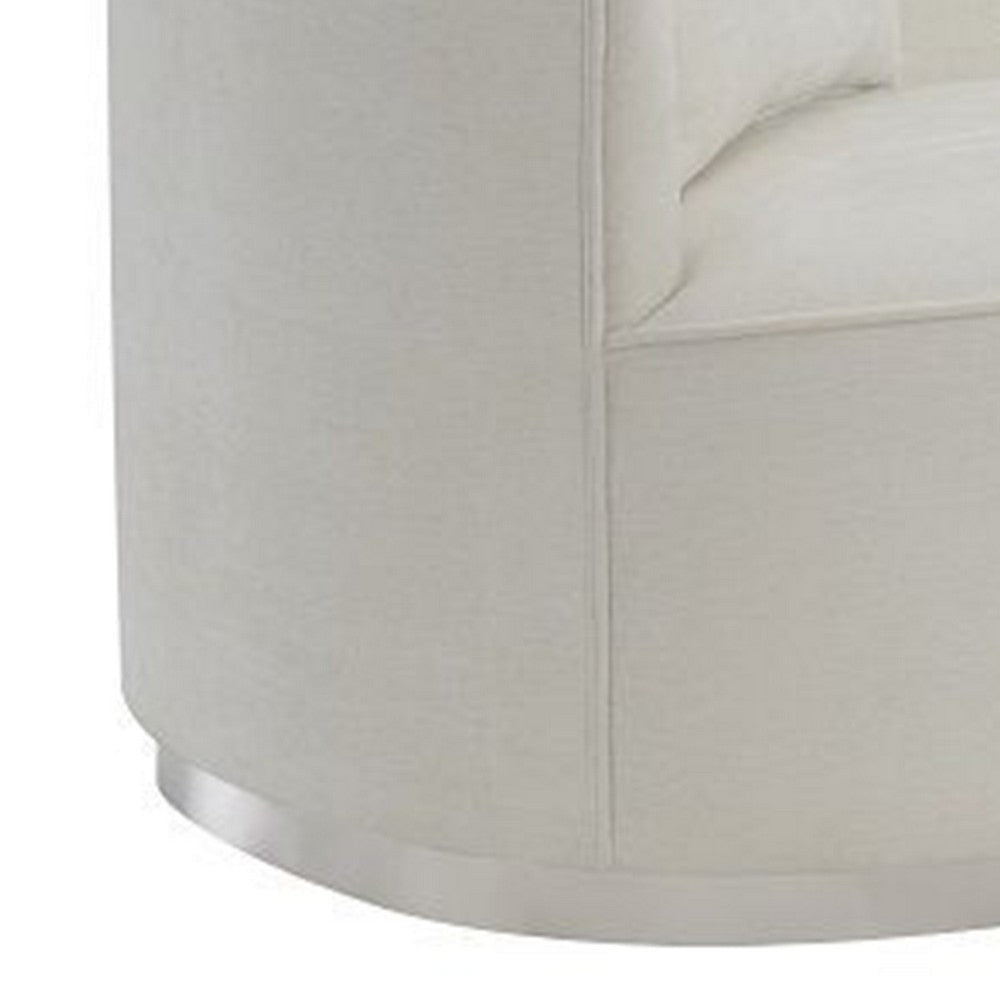 Oggy 64 Inch Loveseat 2 Throw Pillows Barrel Shape Soft Beige Chenille By Casagear Home BM312341