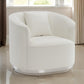 Oggy 39 Inch Accent Chair with 1 Pillow Barrel Shape Soft Beige Chenille By Casagear Home BM312342