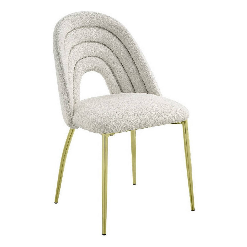 Inch 25 Inch Side Dining Chair Set of 2 White Teddy Sherpa Gold Legs By Casagear Home BM312344