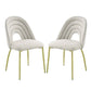 Inch 25 Inch Side Dining Chair Set of 2 White Teddy Sherpa Gold Legs By Casagear Home BM312344