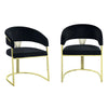 Verie 22 Inch Side Dining Chair Set of 2 Gold Base Padded Black Velvet By Casagear Home BM312345