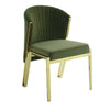 Verie 23 Inch Side Dining Chair Set of 2 Mirror Gold Steel Green Velvet By Casagear Home BM312347