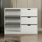 47 Inch Accent Cabinet with 3 Drawers and 3 Open Shelves White Wood By Casagear Home BM312350