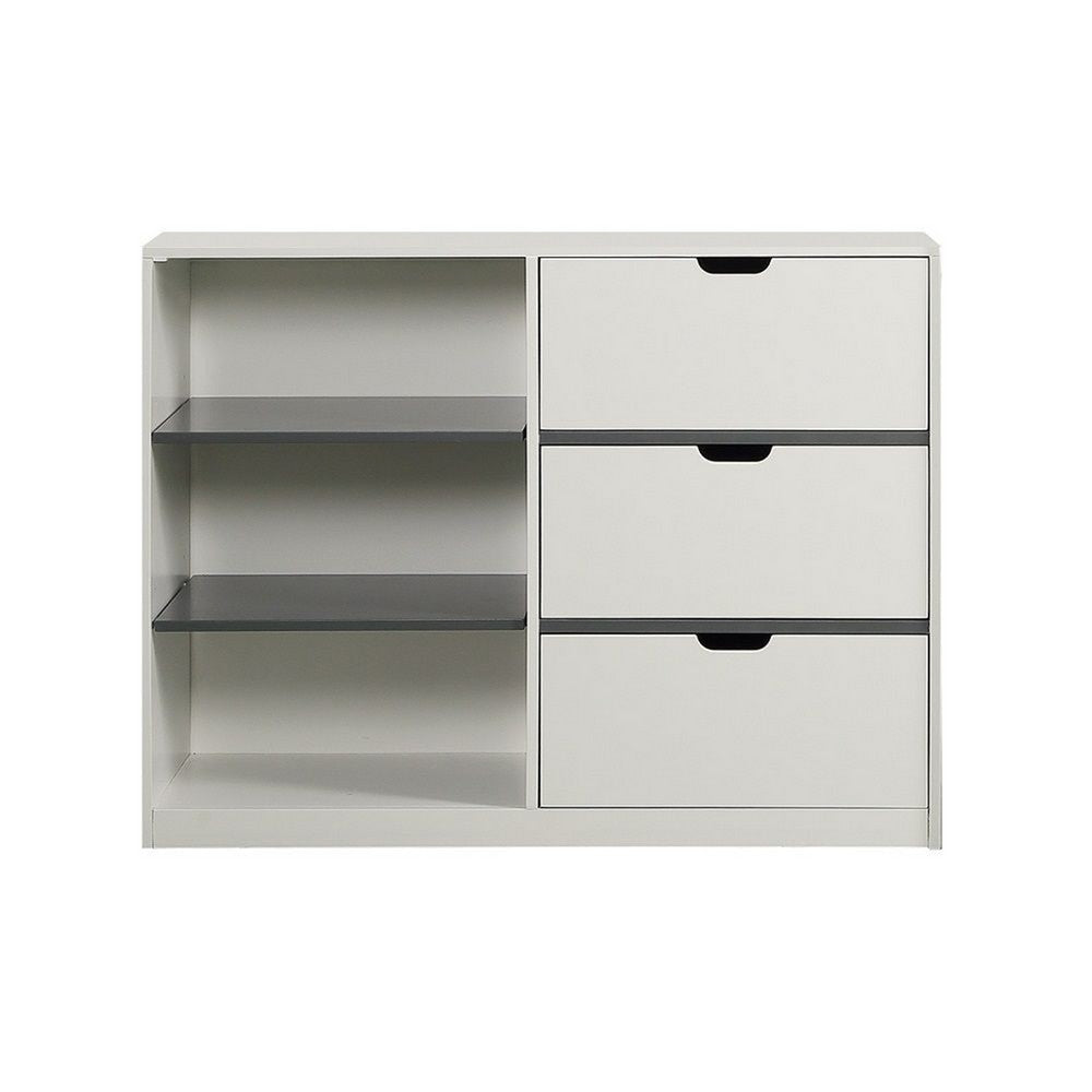 47 Inch Accent Cabinet with 3 Drawers and 3 Open Shelves, White Wood By Casagear Home