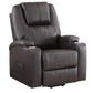 Evans 37 Inch Recliner Chair Power Lift 2 Cupholders Brown Faux Leather By Casagear Home BM312352