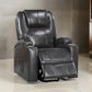 Evans 37 Inch Recliner Chair, Power Lift, Cupholders, Gray Faux Leather By Casagear Home