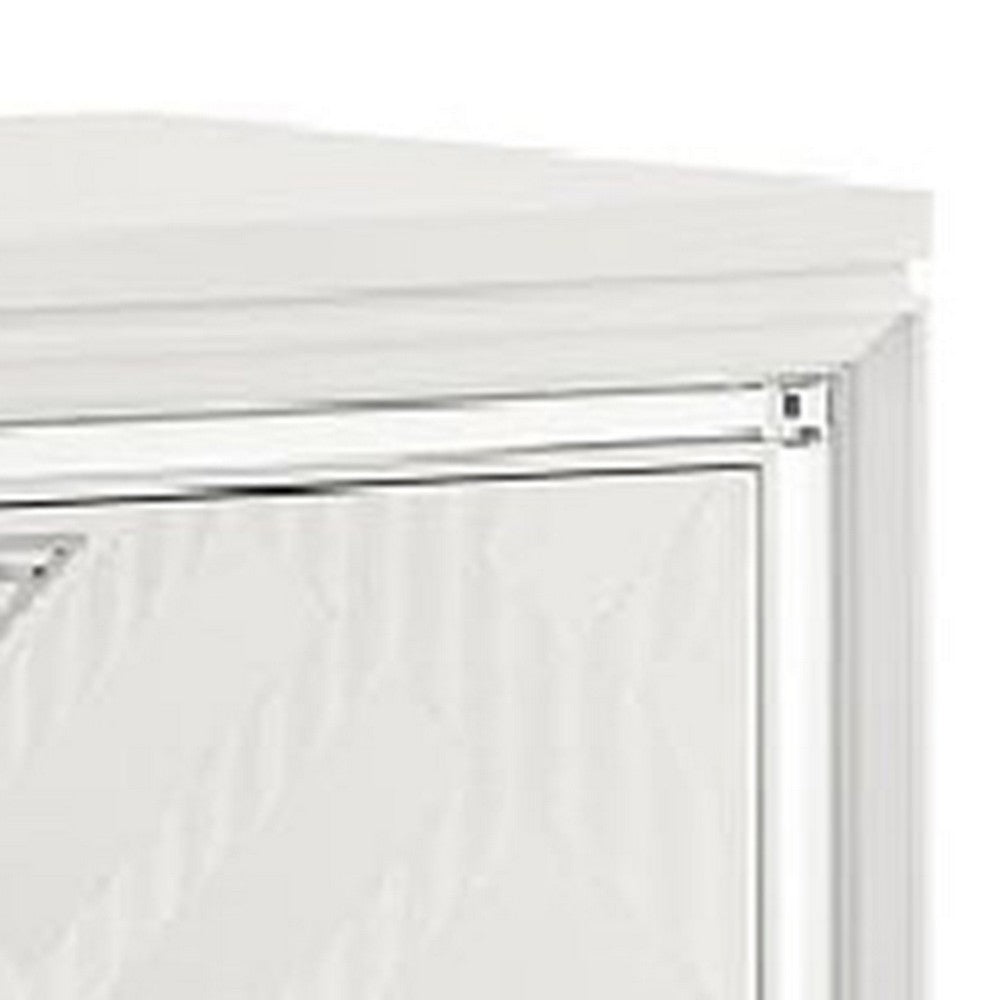 Kyla 31 Inch Nightstand 2 Drawers Mirror Trim Clear Legs White Wood By Casagear Home BM312362