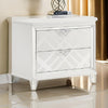 Kyla 31 Inch Nightstand, 2 Drawers, Mirror Trim, Clear Legs, White Wood By Casagear Home