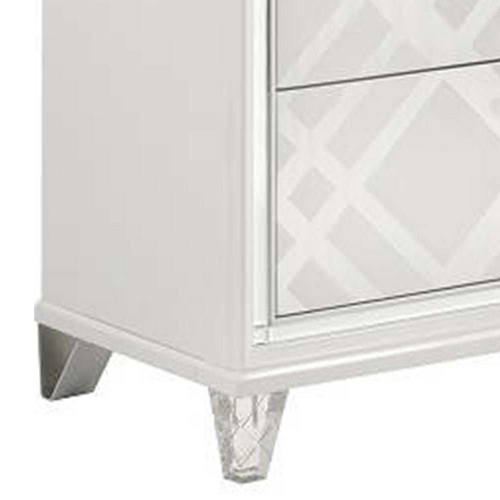 Kyla 66 Inch Wide Dresser 6 Drawer Mirror Trim Clear Legs White Wood By Casagear Home BM312363