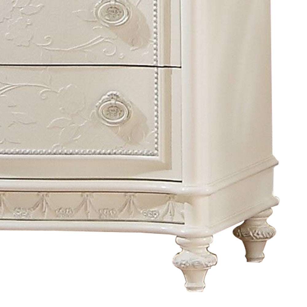 Dorie 52 Inch Tall Dresser Chest 5 Drawers Molded Trim Ivory White Wood By Casagear Home BM312367