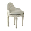 Dorie 21 Inch Swivel Chair Vanity Stool Low Back Ivory White Faux Leather By Casagear Home BM312368