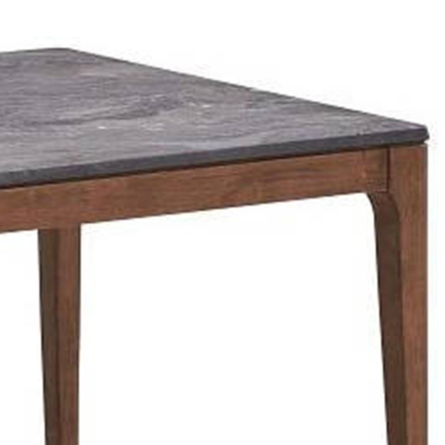 Evis 63 Inch Dining Table Marble Grain Faux Stone Top Walnut Brown Wood By Casagear Home BM312373