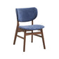 Evis 23 Inch Side Dining Chair Set of 2 Walnut Brown Soft Blue Fabric By Casagear Home BM312374