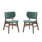 Evis 23 Inch Side Dining Chair Set of 2 Walnut Brown Soft Green Fabric By Casagear Home BM312375