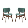 Evis 23 Inch Side Dining Chair Set of 2 Walnut Brown Soft Green Fabric By Casagear Home BM312375