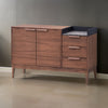 Evis 53 Inch Sideboard Server Console, 2 Cabinets, Stone Top, Walnut Brown By Casagear Home