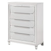 Rara 51 Inch Tall Dresser Chest, 5 Drawer, Mirror Trim, Acrylic, White By Casagear Home