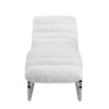 60 Inch Chaise Lounger White Teddy Sherpa Upholstery Stainless Steel Legs By Casagear Home BM312403