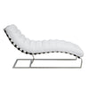 60 Inch Chaise Lounger White Teddy Sherpa Upholstery Stainless Steel Legs By Casagear Home BM312403