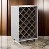 35 Inch Wine Cabinet, Nailhead Trim, Caster Wheels, Silver Aluminium Finish By Casagear Home