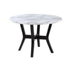 5 Piece Dining Table and Chairs Set Black Wood Fabric Faux Stone Top By Casagear Home BM312407