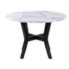 5 Piece Dining Table and Chairs Set Black Wood Fabric Faux Stone Top By Casagear Home BM312407