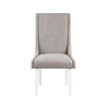 Joyce 25 Inch Side Dining Chair Set of 2 Wingback Gray Linen White Wood By Casagear Home BM312410