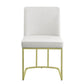 24 Inch Side Dining Chair Set of 2 Soft Off White Velvet Gold Metal Base By Casagear Home BM312411