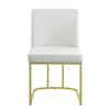 24 Inch Side Dining Chair Set of 2 Soft Off White Velvet Gold Metal Base By Casagear Home BM312411